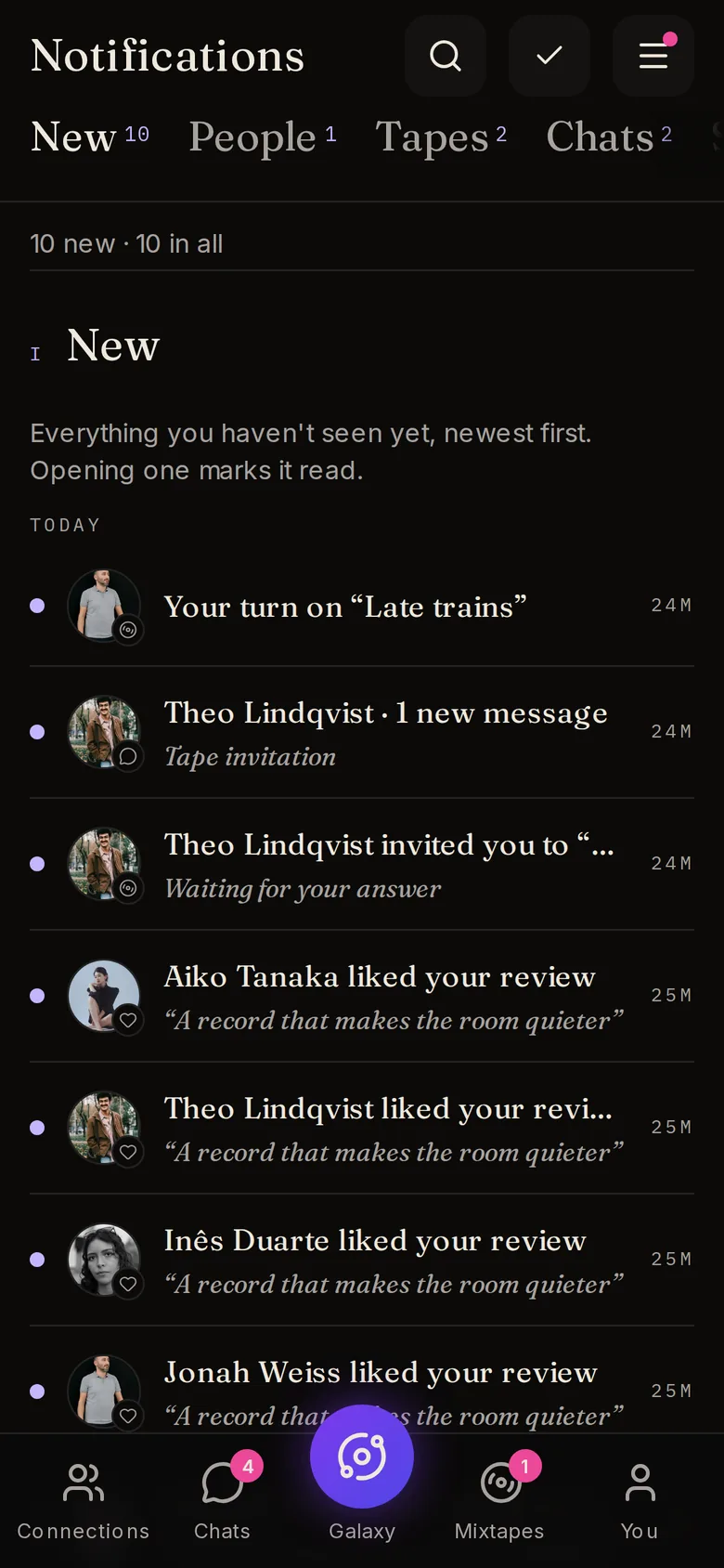Notifications on a phone: everything new first, from your turn on a tape to likes on your review.